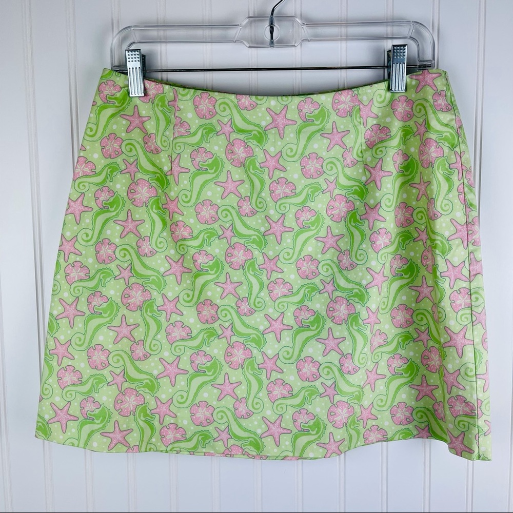 Vineyard Vines Margo Key Lime Seahorse Skirt Size 6 Green Pink